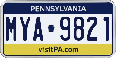 PA license plate MYA9821