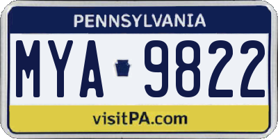 PA license plate MYA9822