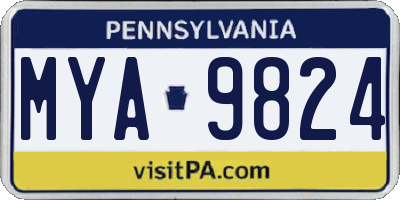PA license plate MYA9824