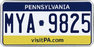 PA license plate MYA9825