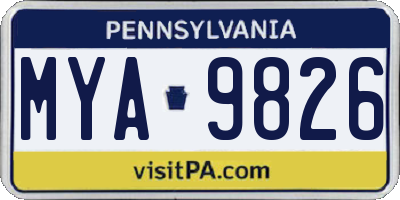 PA license plate MYA9826