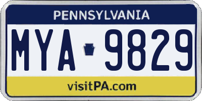 PA license plate MYA9829