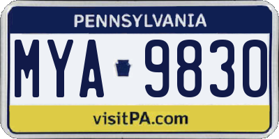 PA license plate MYA9830