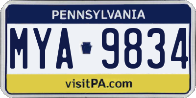 PA license plate MYA9834
