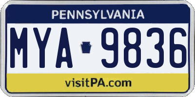 PA license plate MYA9836
