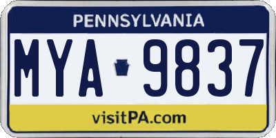 PA license plate MYA9837