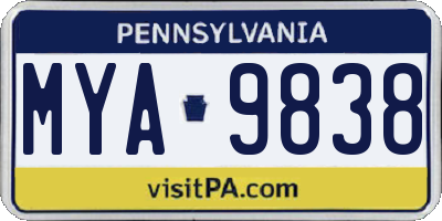 PA license plate MYA9838