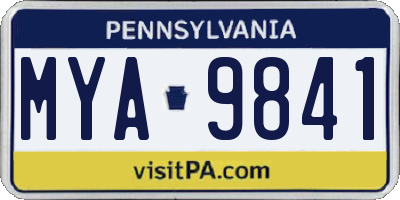 PA license plate MYA9841