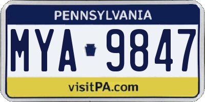 PA license plate MYA9847