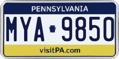 PA license plate MYA9850