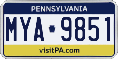 PA license plate MYA9851