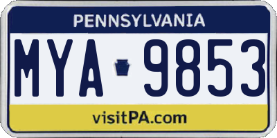 PA license plate MYA9853