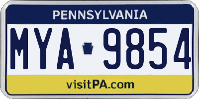 PA license plate MYA9854