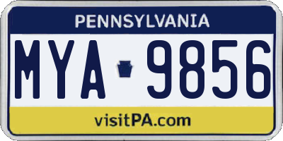 PA license plate MYA9856