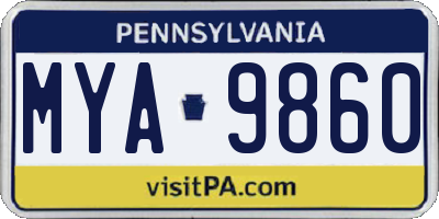 PA license plate MYA9860