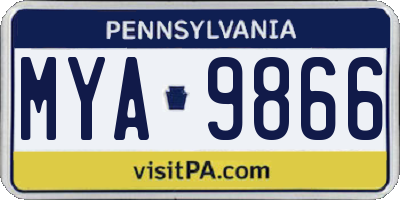 PA license plate MYA9866