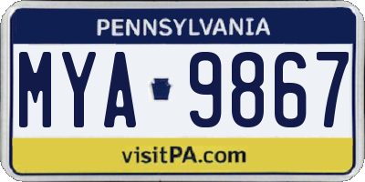 PA license plate MYA9867