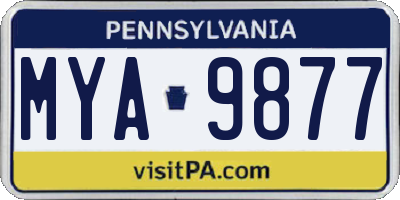 PA license plate MYA9877