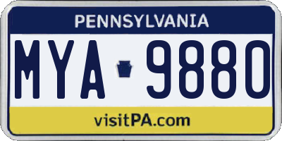 PA license plate MYA9880