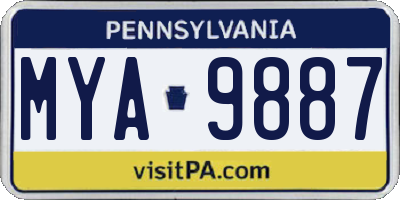 PA license plate MYA9887