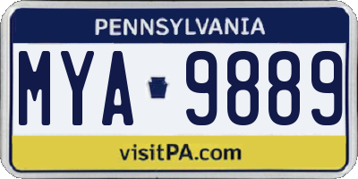 PA license plate MYA9889