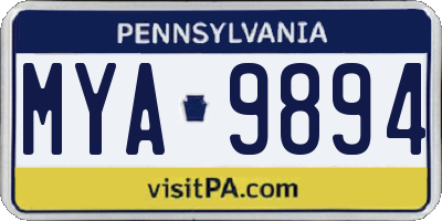 PA license plate MYA9894
