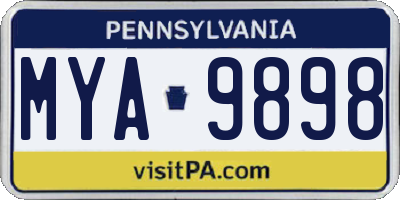 PA license plate MYA9898