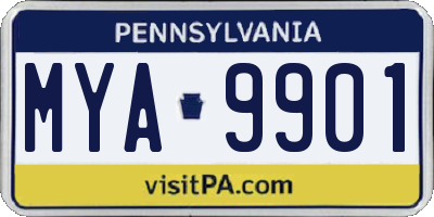 PA license plate MYA9901