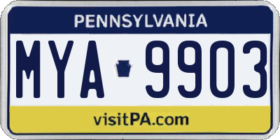 PA license plate MYA9903