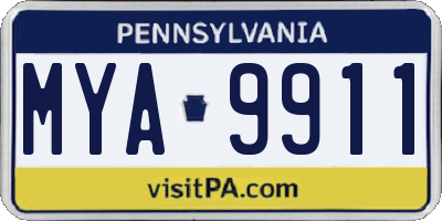 PA license plate MYA9911