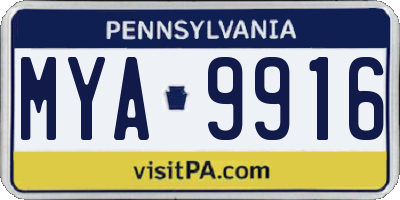 PA license plate MYA9916