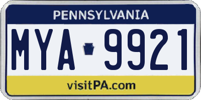 PA license plate MYA9921