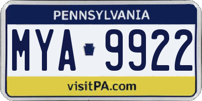 PA license plate MYA9922