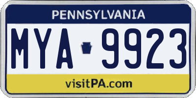 PA license plate MYA9923