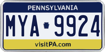 PA license plate MYA9924