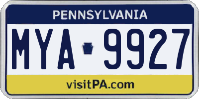 PA license plate MYA9927
