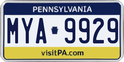 PA license plate MYA9929