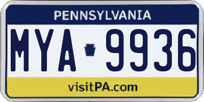 PA license plate MYA9936