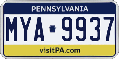 PA license plate MYA9937
