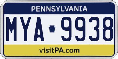 PA license plate MYA9938