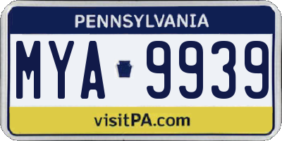 PA license plate MYA9939