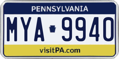 PA license plate MYA9940