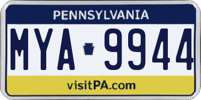PA license plate MYA9944