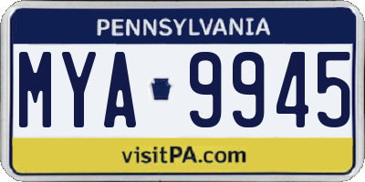 PA license plate MYA9945