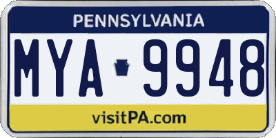 PA license plate MYA9948