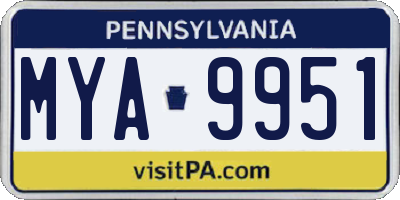 PA license plate MYA9951