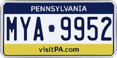 PA license plate MYA9952