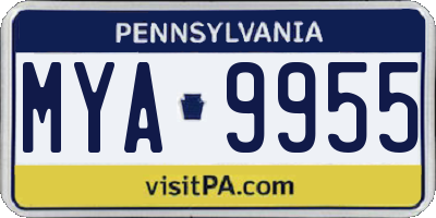 PA license plate MYA9955