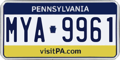 PA license plate MYA9961