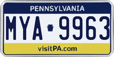 PA license plate MYA9963